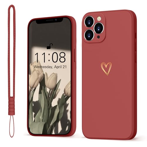 Mitetabo Handyhülle iPhone 11 Pro Gold Liebesherz, iPhone 11 Pro Hülle Mädchen Case Weich Silikon Slim Stoßfest Kratzfeste Süßes Gold Love Schutzhülle für iPhone 11 Pro 6.1" Rot von Mitetabo