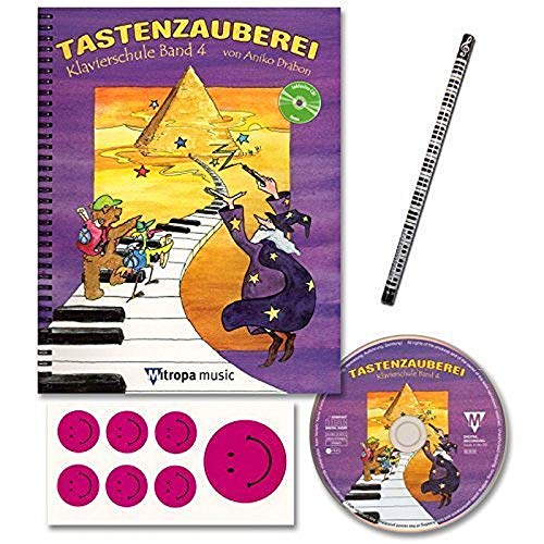 TASTENZAUBEREI - mit CD + Piano-Bleistift + 7 lustige Smiley-Sticker - Klavierschule Band 4 von Aniko Drabon - der zauberhafter Einstieg ins Klavierspiel! [Spiralbuchbindung / Musiknoten] von Mitropa musik