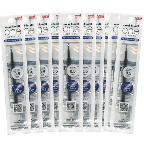 Mitsubishi Pencil Ink Refills for One P - One F Gel Pens • 0.5 mm • Blue-Black Ink • Set of 10 [UMR-05S] von Mitsubishi Pencil