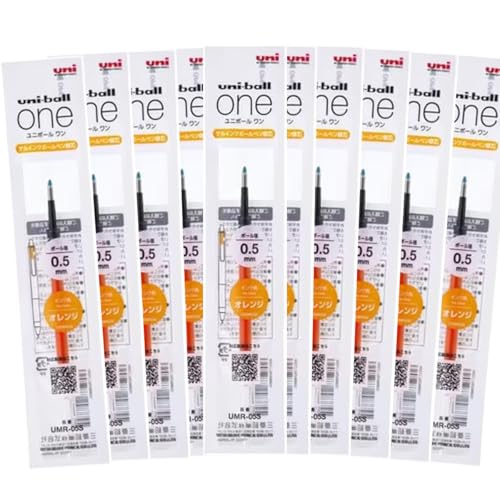 Mitsubishi Pencil Ink Refills for One P - One F Gel Pens • 0.5 mm • Orange Ink • Set of 10 [UMR-05S] von Mitsubishi Pencil