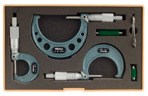 Mitutoyo 103-929 Bügelmessschraube im Satz, 0-3 Zoll (3-er Pack) von Mitutoyo