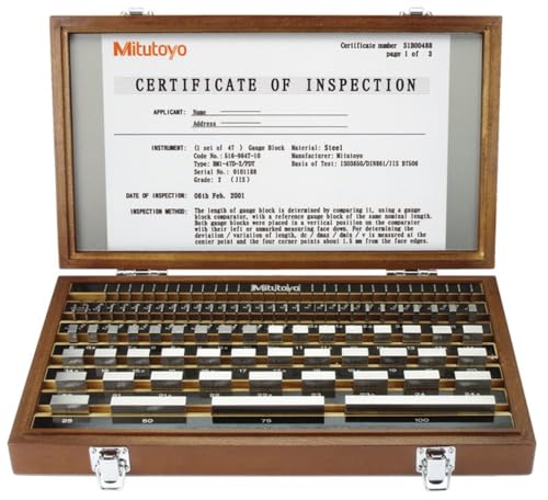 Mitutoyo Parallelendmaß-Satz, metrisch, Prüfzertifikat, ISO, 103 Endmaße, Klasse 1, Stahl Mitutoyo Parallelendmaß-Satz, metrisch, Prüfzertifikat, ISO, 103 Endmaße, Klasse 1, Stahl von Mitutoyo