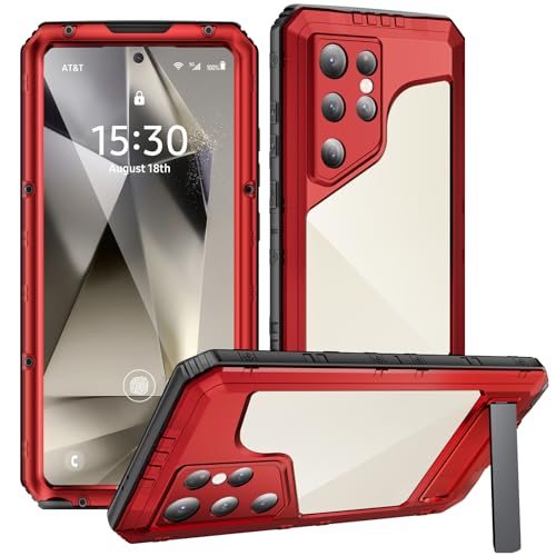 Mitywah Wasserdichte Schutzhülle für Samsung Galaxy S24 Ultra, robuste Metall-Ständer-Hülle, Ganzkörper-stoßfeste Handyhülle mit integriertem Displayschutz für Samsung S24 Ultra, Rot Mitywah Wasserdichte Schutzhülle für Samsung Galaxy S24 Ultra, robuste Metall-Ständer-Hülle, Ganzkörper-stoßfeste Handyhülle mit integriertem Displayschutz für Samsung S24 Ultra, Rot von Mitywah