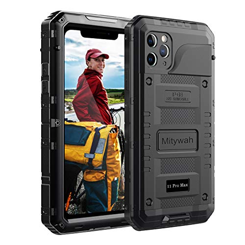 Mitywah Wasserdichte Schutzhülle für iPhone 11 Pro Max, robuste und langlebige Metallschutzhülle mit integriertem Displayschutz, wasserdicht, stoßfest, staubdicht, robust, Militärqualität, Schwarz Mitywah Wasserdichte Schutzhülle für iPhone 11 Pro Max, robuste und langlebige Metallschutzhülle mit integriertem Displayschutz, wasserdicht, stoßfest, staubdicht, robust, Militärqualität, Schwarz von Mitywah