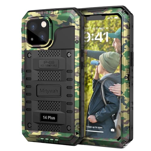 Mitywah Wasserdichte Schutzhülle für iPhone 14 Plus, robuste, stoßfeste Hülle mit integriertem Displayschutz, Ganzkörper-Unterwasser-Schutzhülle, Metall, 6,7 Zoll, Camouflage Mitywah Wasserdichte Schutzhülle für iPhone 14 Plus, robuste, stoßfeste Hülle mit integriertem Displayschutz, Ganzkörper-Unterwasser-Schutzhülle, Metall, 6,7 Zoll, Camouflage von Mitywah