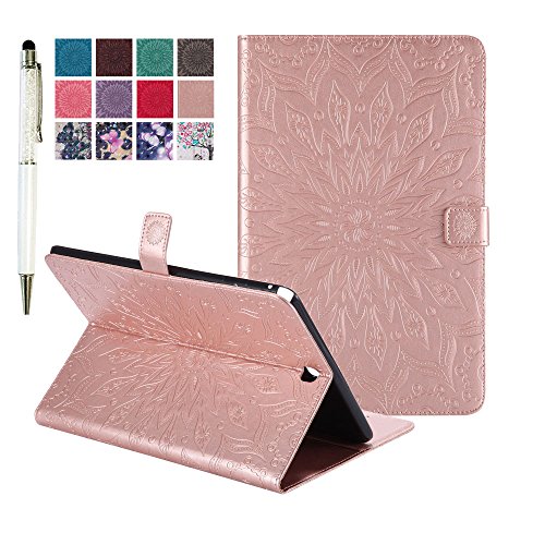 MiusiCase Samsung Galaxy Tab A 9.7 SM-T550 Hülle,PU Leder Schutzhülle Stand Clamshell Smart Cover Case für Samsung Galaxy Tab A 9.7 SM-T550/SM-P550.(Sunflower Rose Gold) von MiusiCase