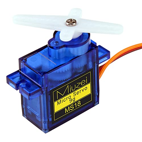 Miuzei 9G Micro Servo Motor für RC Robot Arm/Hand/Gehen Hubschrauber Boot Flugzeug Helikopter Auto Fahrzeugmodelle Steuerung mit Kabel, Mini Micro Motor Servos Modellbau (1 *Blau) von Miuzei