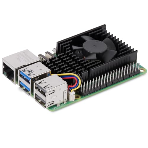 Miuzei Kühlkörper für Raspberry Pi 5 mit Active Cooler Lüfter,Raspi5 Metall Kühlung Gehäuse kühler mit PWM Aktiver Ventilator,Alumium Heatsink and Cooling Fan for Raspberry Pi 5 4GB/8GB Schwarz von Miuzei