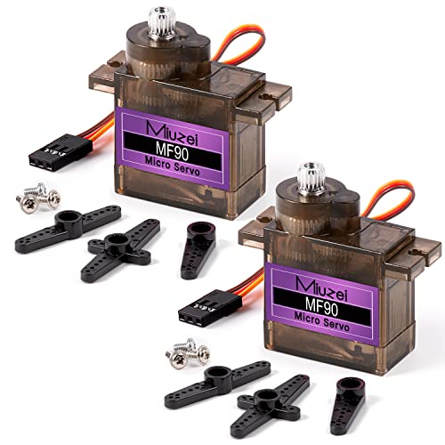 Miuzei Mini Servo Motor Modellbau Lenkung mit Metallgetriebe Servomotor für RC Hubschrauber, Flugboot, Auto 1/10 1/8,Roboter, Starrflügel, Hubschrauber Kompatibel mit Arduino Programmierung.(2 Stücke) von Miuzei