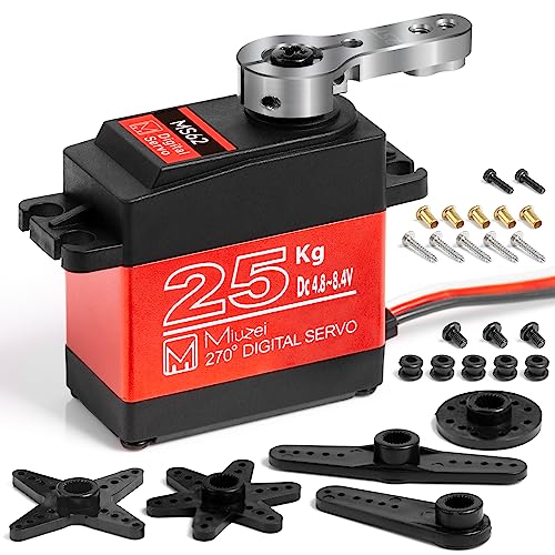 Miuzei Servo 25kg 270° RC Digital Servomotor Wasserdicht Metallgetriebe Motor Modellbau für Arduino Car 1/10 1/8 1/12 Robot Arm Flugzeug 8,4V HV High Speed Torque Micro Lenkservo mit Kabel 25T Horn Miuzei Servo 25kg 270° RC Digital Servomotor Wasserdicht Metallgetriebe Motor Modellbau für Arduino Car 1/10 1/8 1/12 Robot Arm Flugzeug 8,4V HV High Speed Torque Micro Lenkservo mit Kabel 25T Horn von Miuzei