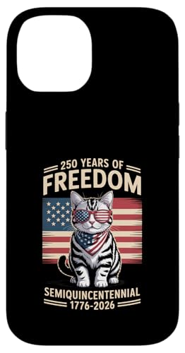 Halbfünfzehnjähriges Jubiläum, Freedom, US-Flaggenkatze, 250 Jahre Hülle für iPhone 14 von Mix Web Shop - America 250th Anniversary