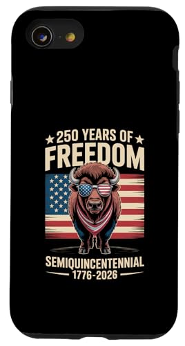 US-Flagge 250 Jahre Freiheit Halbfünfzehnjähriger Bison Hülle für iPhone SE (2020) / 7 / 8 von Mix Web Shop - America 250th Anniversary