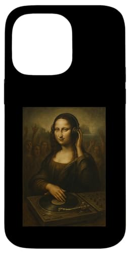 Mona Lisa DJ Plattenspieler Kopfhörer Musikliebhaber Hülle für iPhone 14 Pro Max von Mix Web Shop - Mona Lisa