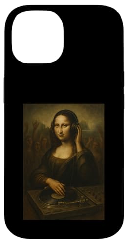 Mona Lisa DJ Plattenspieler Kopfhörer Musikliebhaber Hülle für iPhone 14 von Mix Web Shop - Mona Lisa