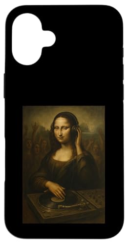 Mona Lisa DJ Plattenspieler Kopfhörer Musikliebhaber Hülle für iPhone 16 Plus von Mix Web Shop - Mona Lisa