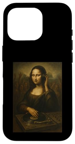 Mona Lisa DJ Plattenspieler Kopfhörer Musikliebhaber Hülle für iPhone 16 Pro von Mix Web Shop - Mona Lisa