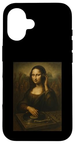 Mona Lisa DJ Plattenspieler Kopfhörer Musikliebhaber Hülle für iPhone 16 Mona Lisa DJ Plattenspieler Kopfhörer Musikliebhaber Hülle für iPhone 16 von Mix Web Shop - Mona Lisa