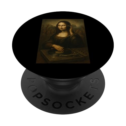 Mona Lisa DJ Plattenspieler Kopfhörer Musikliebhaber PopSockets Klebender PopGrip Mona Lisa DJ Plattenspieler Kopfhörer Musikliebhaber PopSockets Klebender PopGrip von Mix Web Shop - Mona Lisa