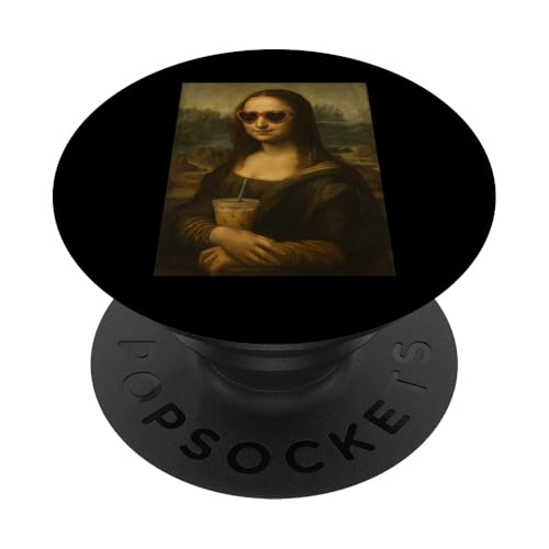Mona Lisa Eiskaffee Herz Augen lustige Neuheit PopSockets Klebender PopGrip von Mix Web Shop - Mona Lisa