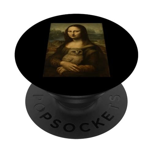 Mona Lisa mit Eule - Renaissance Art Parodie PopSockets Klebender PopGrip Mona Lisa mit Eule - Renaissance Art Parodie PopSockets Klebender PopGrip von Mix Web Shop - Mona Lisa