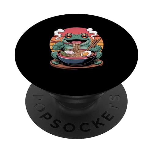 Niedlicher Kawaii-Frosch, der japanische Ramen-Nudeln isst PopSockets Klebender PopGrip von Mix Web Shop - Ramen