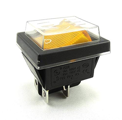 Wippschalter mit Wasserdichte Abdeckung (4 Pin) EIN-AUS 250V 16A Geräteschalter beleuchtet Gelb (5) von MixWare-MegaShop