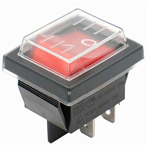 Wippschalter mit Wasserdichte Abdeckung 2pol (4 Pin) EIN-AUS 250V 16A beleuchtet (1) von MixWare-MegaShop