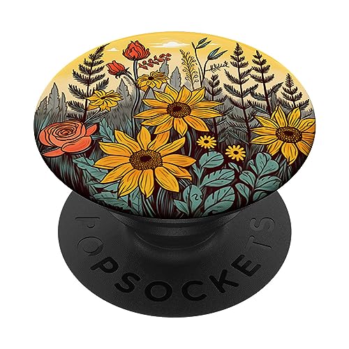 PopSockets Sonnenblumen Floral PopGrip - Klebender PopSocket - Schwarz - Kompatibel mit glatten, harten Plastikgehäusen - Nicht kompatibel mit kabelloser Aufladung - Auswechselbarer Halter PopSockets Sonnenblumen Floral PopGrip - Klebender PopSocket - Schwarz - Kompatibel mit glatten, harten Plastikgehäusen - Nicht kompatibel mit kabelloser Aufladung - Auswechselbarer Halter von Mixed Flower Bouquet Floral Pattern