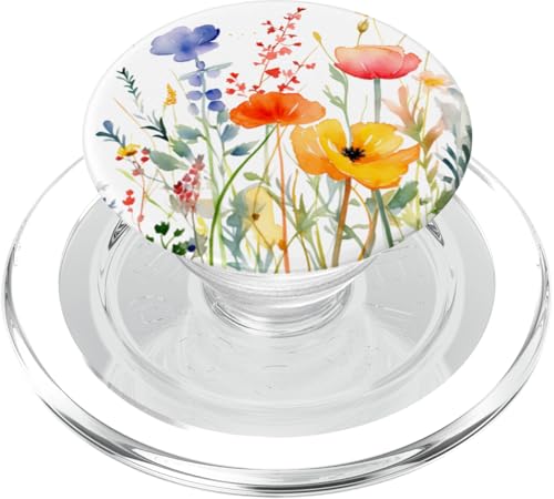 Wildblumen-Aquarell-Muster PopSockets PopGrip für MagSafe von Mixed Flower Bouquet Floral Pattern