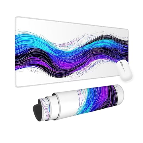Mousepad Blau Mauspad XXL 700x400x3mm Gaming Mauspad Linie, Mouse Pad mit Vernähte Kanten, Rutschfester Gaming Mousepad mit Einer Speziellen Oberfläche verbessert Geschwindigkeit und Präzision yv-789 von Mixmblon