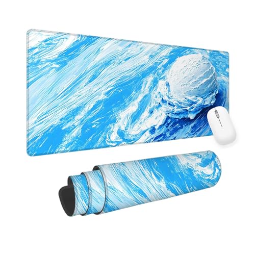 Mousepad Blau Mauspad XXL 900x500x3mm Gaming Mauspad Linie, Mouse Pad mit Vernähte Kanten, Rutschfester Gaming Mousepad mit Einer Speziellen Oberfläche verbessert Geschwindigkeit und Präzision yv-787 von Mixmblon