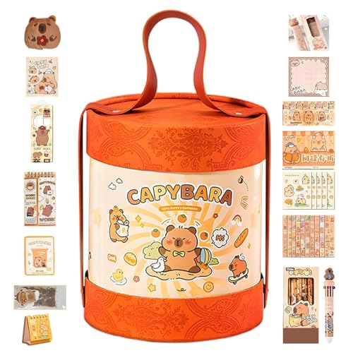 Mixnexorad Capybara Schreibset,Niedliches Fadenheft Mit Liebevollem Design - Schreibset mit Stickerbogen, Kugelschreiber, Notizblock, Anhänger & Plüschtier – Motiv: Capybara Mixnexorad Capybara Schreibset,Niedliches Fadenheft Mit Liebevollem Design - Schreibset mit Stickerbogen, Kugelschreiber, Notizblock, Anhänger & Plüschtier – Motiv: Capybara von Mixnexorad