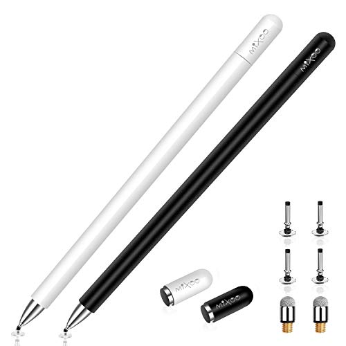 Mixoo Disc Stylus Stifte mit Magnetkappe, hochempfindlicher kapazitiver Stylus für iPad Smartphone Samsung Galaxy Tablet (Schwarz/Weiß) von Mixoo
