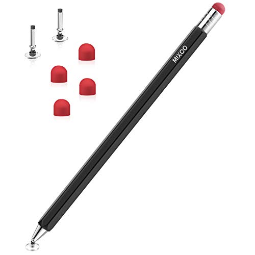 Mixoo Drehbarer 2 in 1 Tablet Stift für Alle Tablets, Stift für Tablet Kompatibel mit iPad Smartphone Huawei Samsung Microsoft Tablet mit Austauschbarer Disc/Faserspitze(Schwarz) von Mixoo