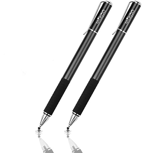 Mixoo Stift Präzision Disc Eingabestift Touchstift Stylus 2 in 1 Kapazitive Touchscreen Stift, kompatibel für Smartphones &Tablets (Schwarz + Schwarz) von Mixoo