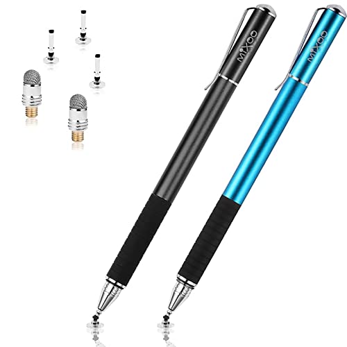 Mixoo Stift Präzision Disc Eingabestift Touchstift Stylus 2 in 1 Kapazitive Touchscreen Stift, kompatibel für Smartphones &Tablets (Shwarz + Blau) von Mixoo