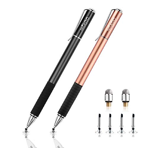 Mixoo Tablet Stift für Alle Tablets, 2 in 1 Präzision Tablet Stift, Kapazitive Touchscreen Stift, kompatibel für Smartphones/Tablets/Ipad (Shwarz + Roségold) von Mixoo