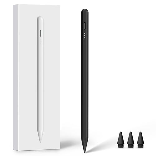 Mixoo Stylus Pen für iPad 2018-2023, 13mins Schnellladeleistung Stift mit Palm Rejection und Neigungssensitivität, für iPad Pro 11"/12.9", iPad 6/7/8/9/10, iPad Air 3/4/5, iPad Mini 5/6 (Schwarz) von Mixoo