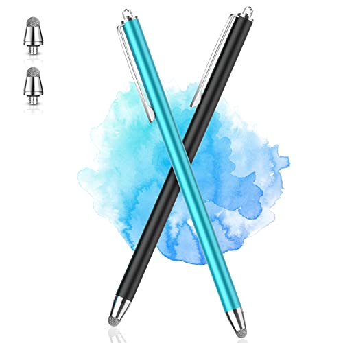 Mixoo Universal Tablet Stift, 2 Pack Faserspitze Touchscreen Stifte in Erweiterte Größe, Touch Pen kompatibel mit iPhone/iPad/Samsung Galaxy/Xiaomi/Surface/Huawei/Chromebook usw (Schwarz+Blau) von Mixoo
