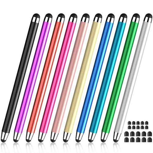 Touchscreen Stift,10pcs Tablet Stift für alle Tablets,Tablet Stift 2IN1 mit 10x0.35''Silikon Spitze/10x0.24''Silikon Spitze,Hohe Präzision,kompatibel mit alle Touchscreen Geräte (10, Multi) von Mixoo