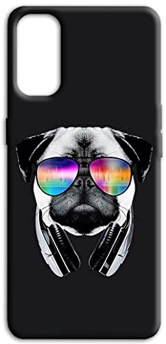 Mixroom - Schutzhülle Back Case aus weichem TPU Silikon für OPPO Reno 13 F 5G Muster Hund Mops Brille und Kopfhörer R260 von Mixroom