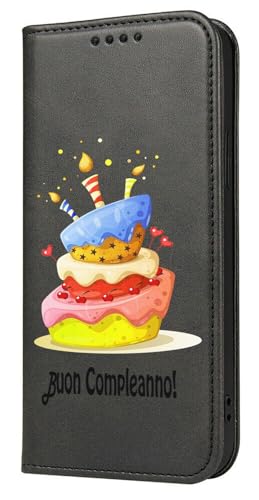 Mixroom - Schutzhülle Cover Case im Bookstyle für iPhone 14 Pro Max mit Ständer aus Kunstleder Magnetverschluss Brieftasche Innenteil aus weichem TPU Muster Kuchen Happy Birthday U807 von Mixroom