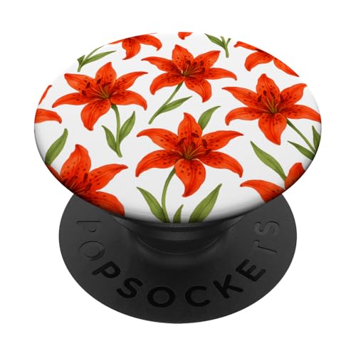 Cute Flower Red Lily Floral PopSockets Klebender PopGrip Cute Flower Red Lily Floral PopSockets Klebender PopGrip von Miyu Case Wave