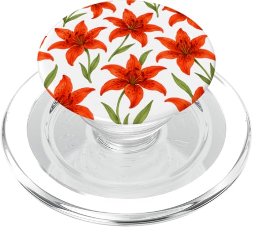 Cute Flower Red Lily Floral PopSockets PopGrip für MagSafe Cute Flower Red Lily Floral PopSockets PopGrip für MagSafe von Miyu Case Wave