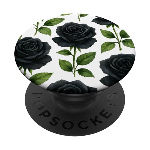 Cute Flower Rose Black Floral PopSockets Klebender PopGrip Cute Flower Rose Black Floral PopSockets Klebender PopGrip von Miyu Case Wave