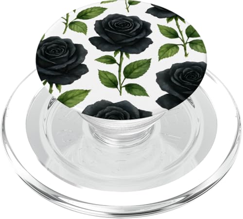 Cute Flower Rose Black Floral PopSockets PopGrip für MagSafe Cute Flower Rose Black Floral PopSockets PopGrip für MagSafe von Miyu Case Wave