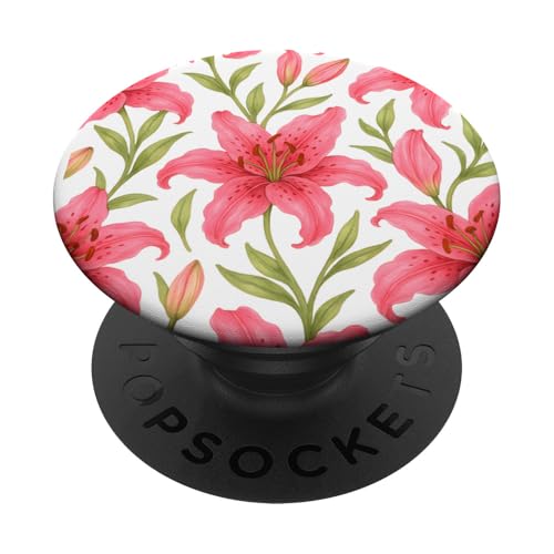Pink Lily Flower PopSockets Klebender PopGrip Pink Lily Flower PopSockets Klebender PopGrip von Miyu Case Wave