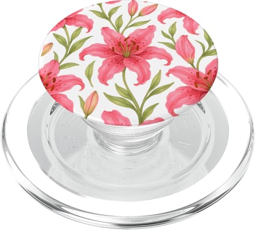 Pink Lily Flower PopSockets PopGrip für MagSafe Pink Lily Flower PopSockets PopGrip für MagSafe von Miyu Case Wave