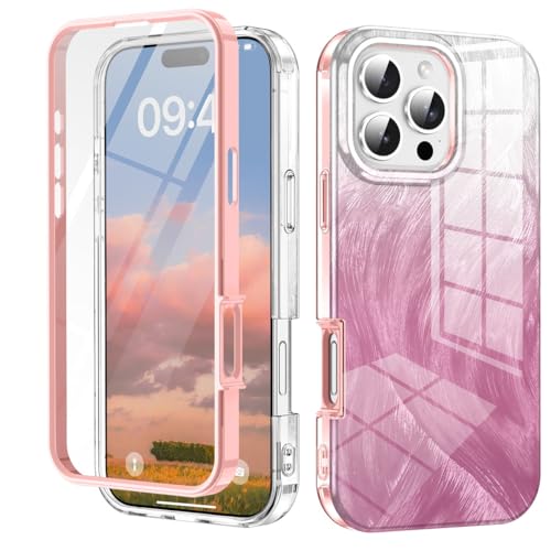 Mkej 360 Grad Hülle Kompatibel mit iPhone 16 Pro Hülle 360 Grad Handyhülle mit Eingebautem Displayschutz, Komplettschutz Stoßfest HandyHülle Case für iPhone 16 Pro, Farbverlauf rosa Mkej 360 Grad Hülle Kompatibel mit iPhone 16 Pro Hülle 360 Grad Handyhülle mit Eingebautem Displayschutz, Komplettschutz Stoßfest HandyHülle Case für iPhone 16 Pro, Farbverlauf rosa von Mkej