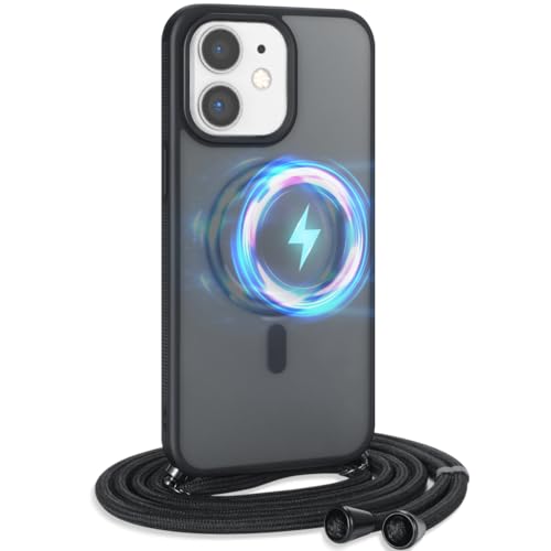 Mkej Handykette Hülle kompatibel mit iPhone 11 Hülle mit Band zum Umhängen, Magnetische Handyhülle Kompatibel mit MagSafe, Transluzente Matte Harte PC-Rückseite, Stoßfeste Schutzhülle Schwarz Mkej Handykette Hülle kompatibel mit iPhone 11 Hülle mit Band zum Umhängen, Magnetische Handyhülle Kompatibel mit MagSafe, Transluzente Matte Harte PC-Rückseite, Stoßfeste Schutzhülle Schwarz von Mkej